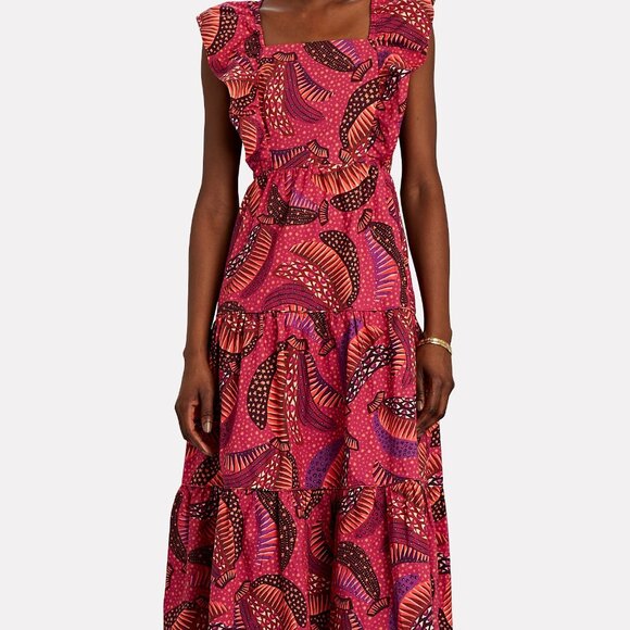 Farm Rio wild bananas, ruffled midi dress - Picture 2 of 7